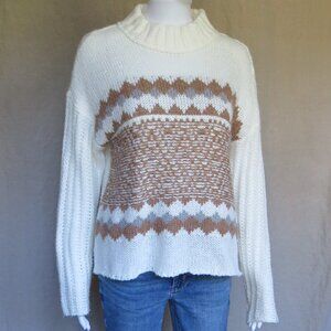 Knox Rose Fair Isle Argyle Boxy Sweater SIZE SMALL Winter Cozy